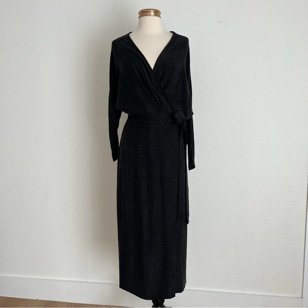 UNDRESS Lithuania ( NWT) | XS/S Maneli Cupro Black Midi Wrap Dress - Picture 5 of 12